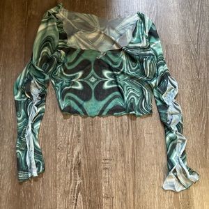 Psychedelic mesh crop top